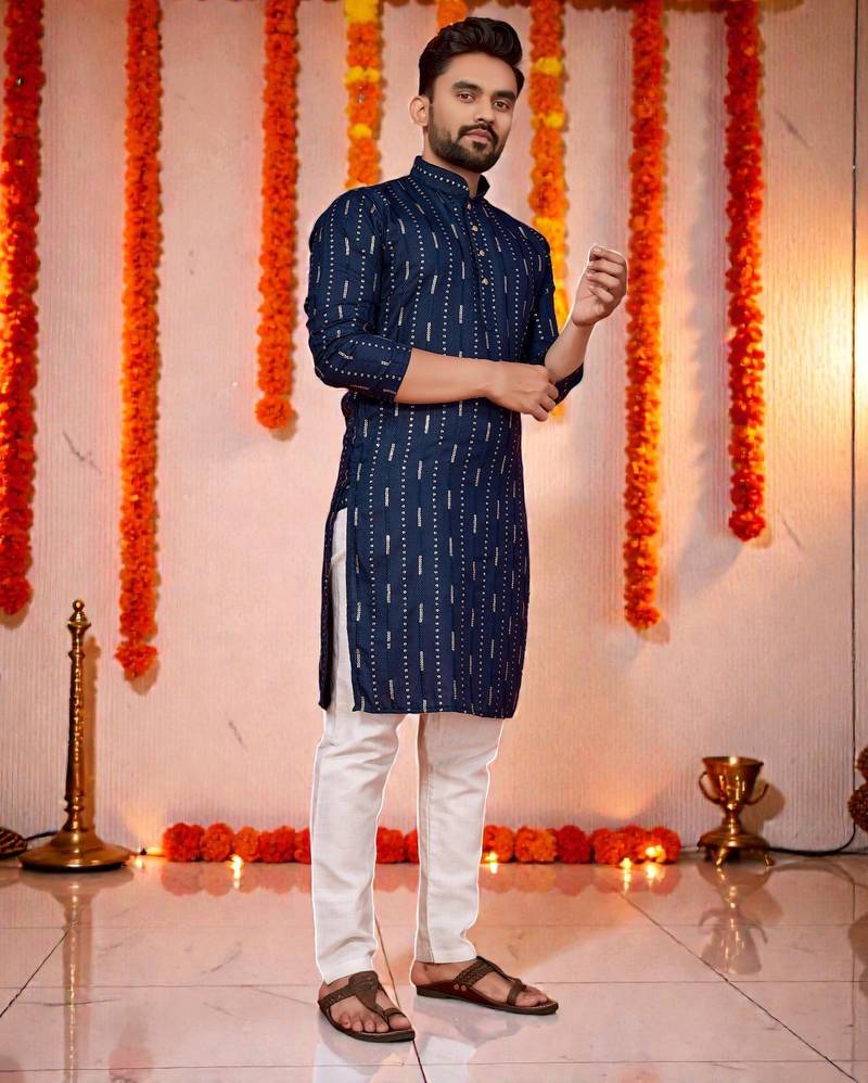 men’s festive special traditional cotton kurta with regular fit