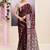 Women's wine embellished cotton blend jamdani saree