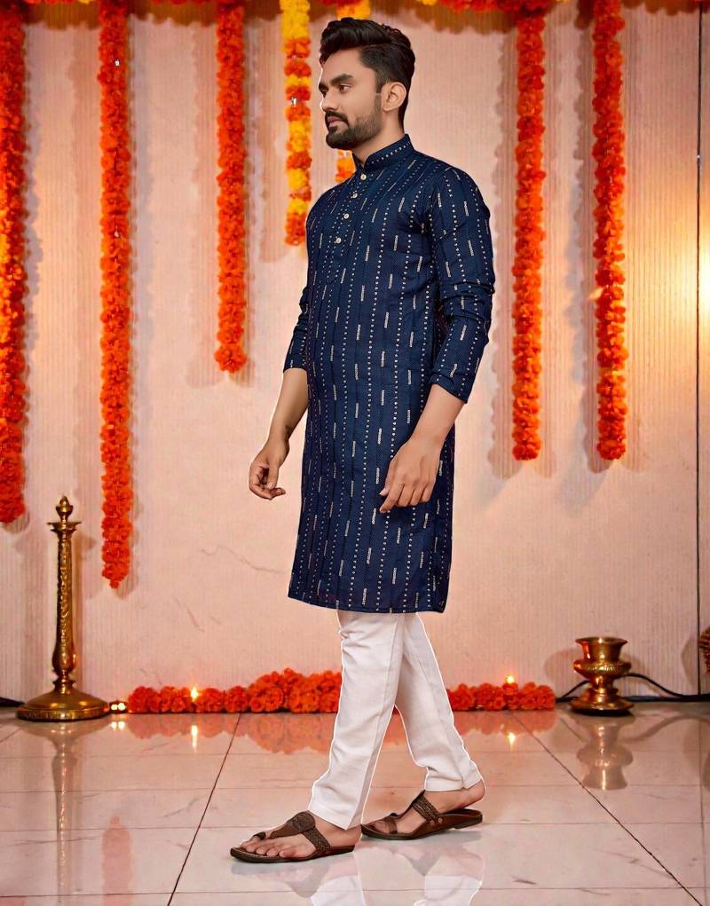 men’s festive special traditional cotton kurta with regular fit