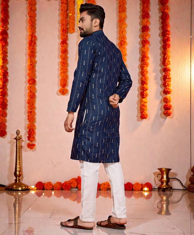 men’s festive special traditional cotton kurta with regular fit