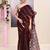 Women's wine embellished cotton blend jamdani saree