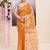 Women's mustard embellished cotton blend jamdani saree