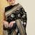 Black soft silk blend banarasi jacuard work designer party wear saree with unstitched blouse piece