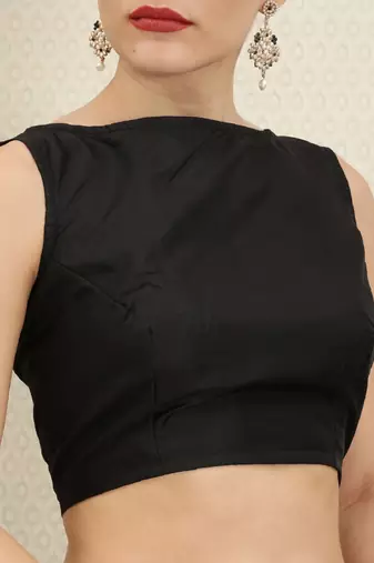 Black silk blend banarasi saree with unstitched blouse piece