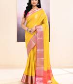 Women's mustard yellow embellished silk saree