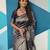 Blue soft silk blend banarasi jacuard work designer party wear saree with unstitched blouse piece