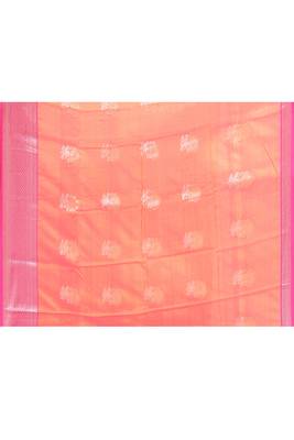 Women's mustard yellow embellished silk saree 5