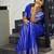 Royal blue silk blend banarasi saree with unstitched blouse piece