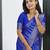 Royal blue silk blend banarasi saree with unstitched blouse piece