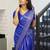 Royal blue silk blend banarasi saree with unstitched blouse piece