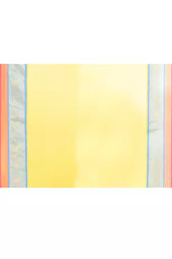 Women's yellow embellished zari border cotton saree