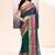 Women's teal embellished zari border cotton saree