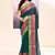 Women's teal embellished zari border cotton saree
