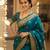 Rama silk blend banarasi saree with unstitched blouse piece