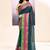 Women's teal embellished zari border cotton saree