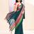Women's teal embellished zari border cotton saree