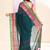 Women's teal embellished zari border cotton saree