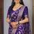 Purple soft silk blend banarasi jacuard work designer party wear saree with unstitched blouse piece