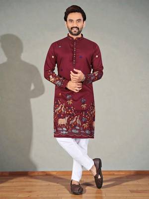traditional men   s casual & festive wear cotton kurta 3