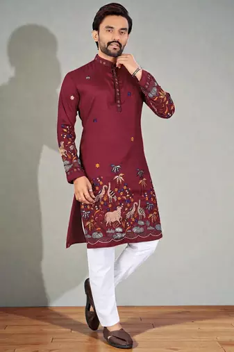 traditional men   s casual & festive wear cotton kurta
