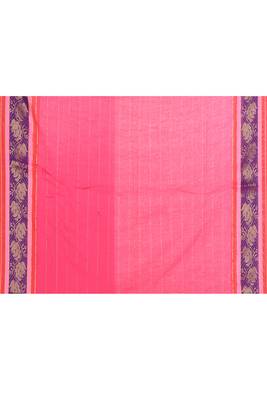 Women's rani pink embellished zari border cotton saree 5