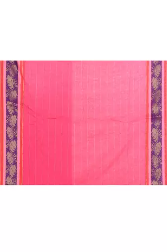 Women's rani pink embellished zari border cotton saree