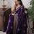 Purple silk blend banarasi saree with unstitched blouse piece