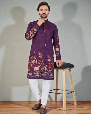 traditional men   s casual & festive wear cotton kurta 1