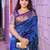 Royal blue silk blend banarasi saree with unstitched blouse piece