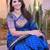 Royal blue silk blend banarasi saree with unstitched blouse piece