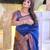 Royal blue silk blend banarasi saree with unstitched blouse piece