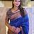 Royal blue silk blend banarasi saree with unstitched blouse piece