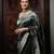 Green silk blend banarasi saree with unstitched blouse piece