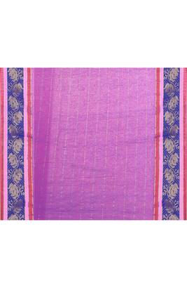 Women's purple embellished zari border cotton saree 5