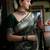 Green silk blend banarasi saree with unstitched blouse piece
