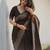 Black silk blend banarasi saree with unstitched blouse piece