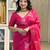 Pink silk blend banarasi saree with unstitched blouse piece