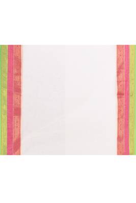 Women's off white embellished zari border cotton saree 5