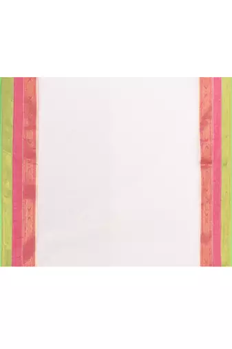 Women's off white embellished zari border cotton saree