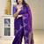 Purple soft silk blend banarasi jacuard work designer party wear saree with unstitched blouse piece