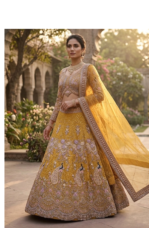 YELLOW EMBOIDERY lehenga CHOLI 3