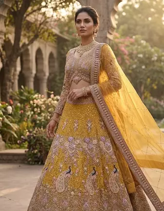 YELLOW EMBOIDERY lehenga CHOLI