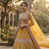 YELLOW BUTTERFLY NET PARTY WEAR EMBOIDERY LEHNGHA CHOLI