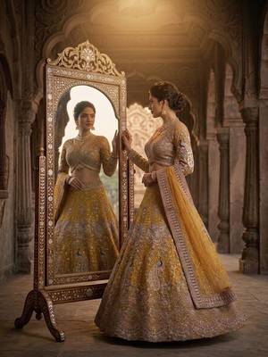 YELLOW EMBOIDERY lehenga CHOLI 4