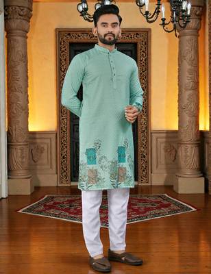traditional men   s casual & festive wear cotton kurta 3