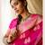 Pink silk blend banarasi saree with unstitched blouse piece