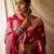 Pink silk blend banarasi saree with unstitched blouse piece