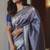 Blue soft silk blend banarasi jacuard work designer party wear saree with unstitched blouse piece