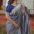 Blue soft silk blend banarasi jacuard work designer party wear saree with unstitched blouse piece