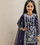 Fancy Georgette Embroidery and Diamond Work Purple Readymade Salwar Suit